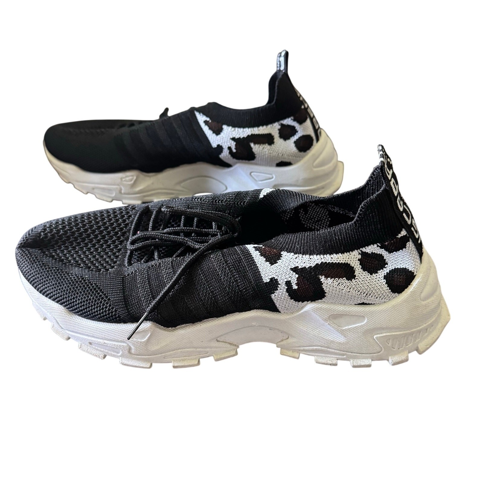 Women’s Chunky Knit Sneakers Black Animal Print EU 42/ US Women’s 10.5/11