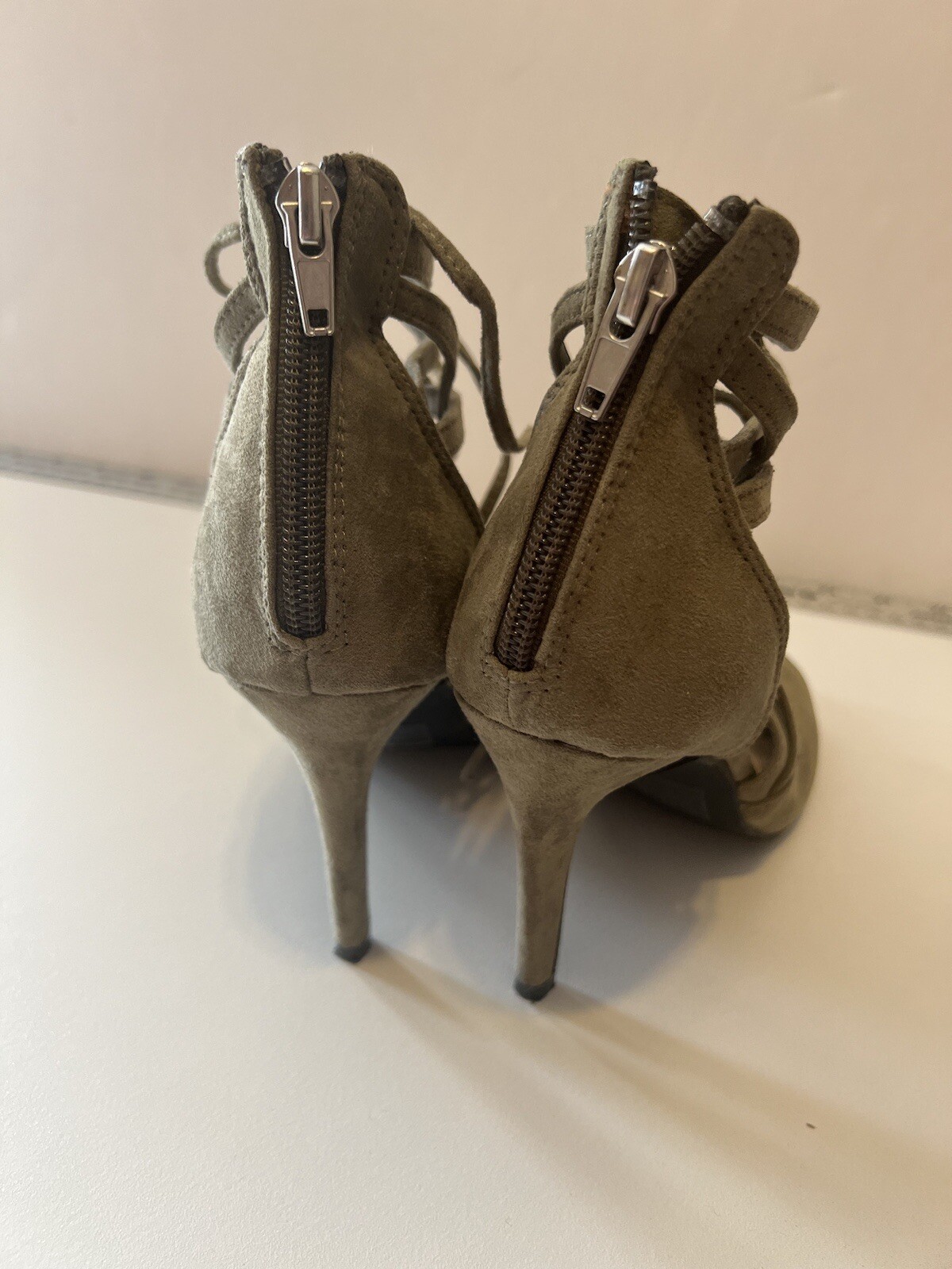 NEW YORK & COMPANY Women’s Size 7 Shoes Heels Zipper Ankle Strap Sandals Suede