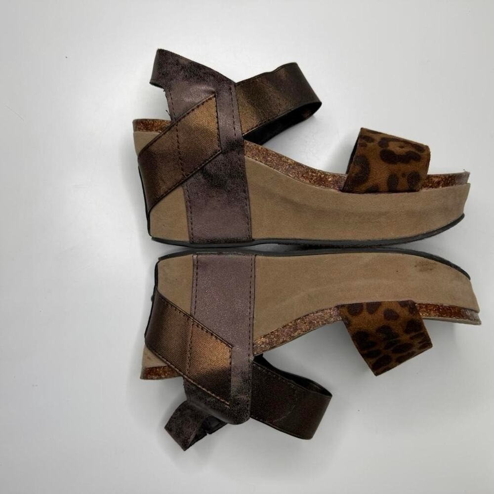 Pierre Dumas coastal Cowgirl Leopard Print Platform Wedge Sandals Women’s Sz 8.5
