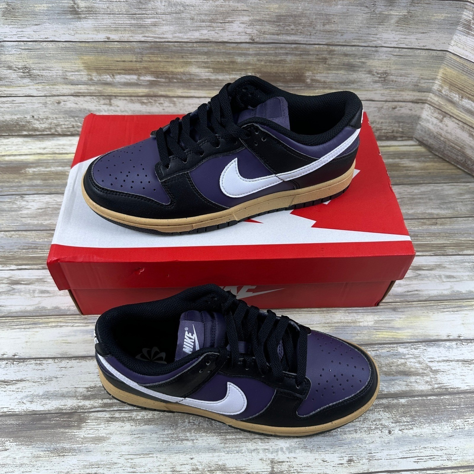 Nike Dunk Low Purple White Black Gum Bottom Sneakers DD1873-500 Womens Size 8