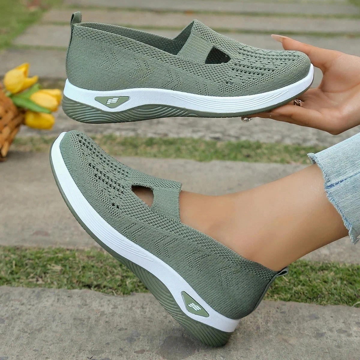 Women’s Breathable Slip On Sneakers Lightweight Orthopedic Summer Walking Shoes