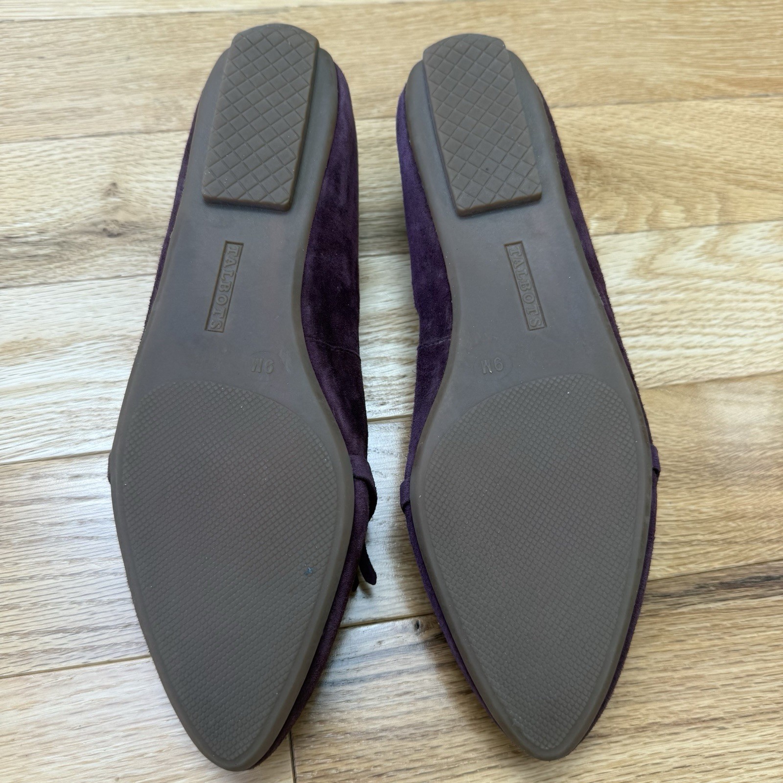 Talbots Women’s Flat Dress Shoes Size 9 Plum Purple Leather Slip On Loafers