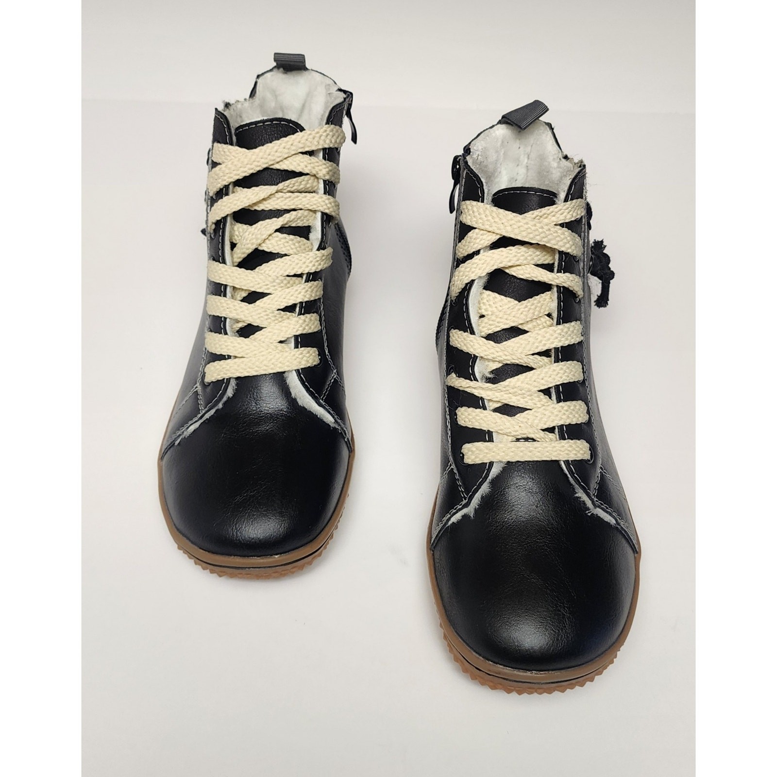 Women’s Fashion Casual Faux Leather Flat-heels Black Ankle Boots Size 36/6
