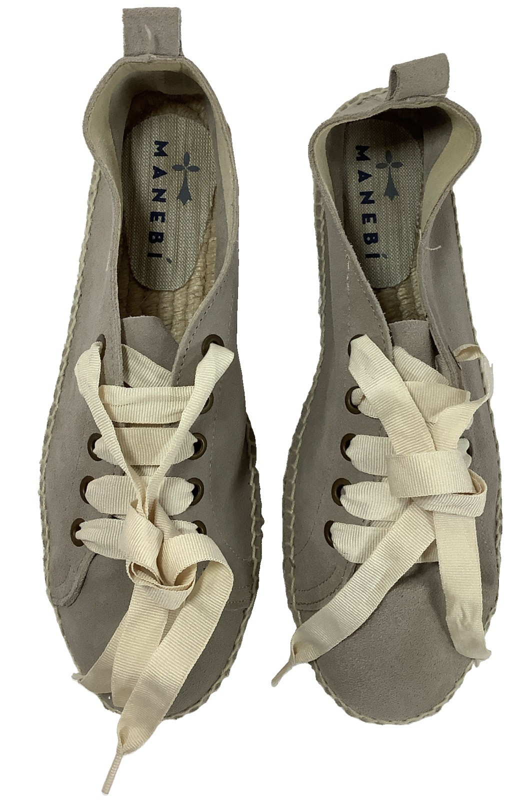 Manebi Gray Suede Platform Espadrille Sneakers Women US 10 EU 41 Jute