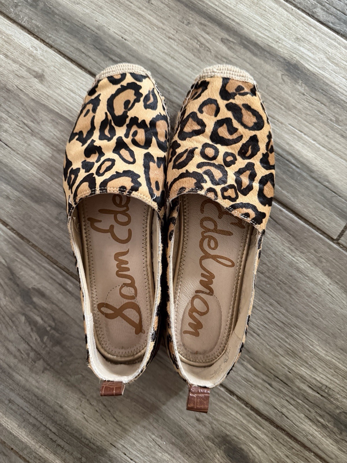 Sam Edelman Flats Size 9.5M Khloe Leopard Print Calf Hair Slip On Espadrilles