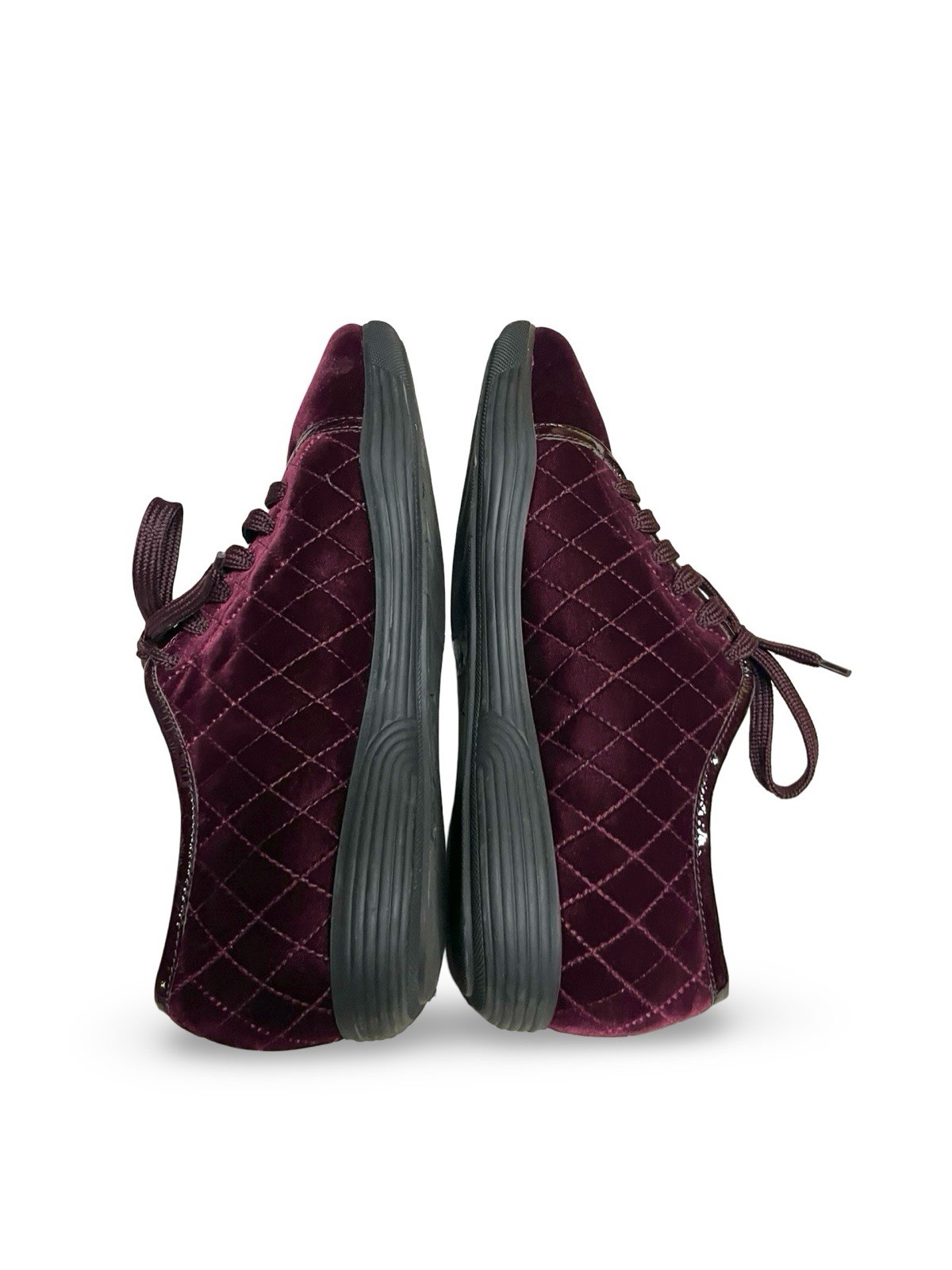 AQUATALIA Glenda Velvet Oxfords Womens 8.5 Burgundy Soft Quilted Lace Up Flats