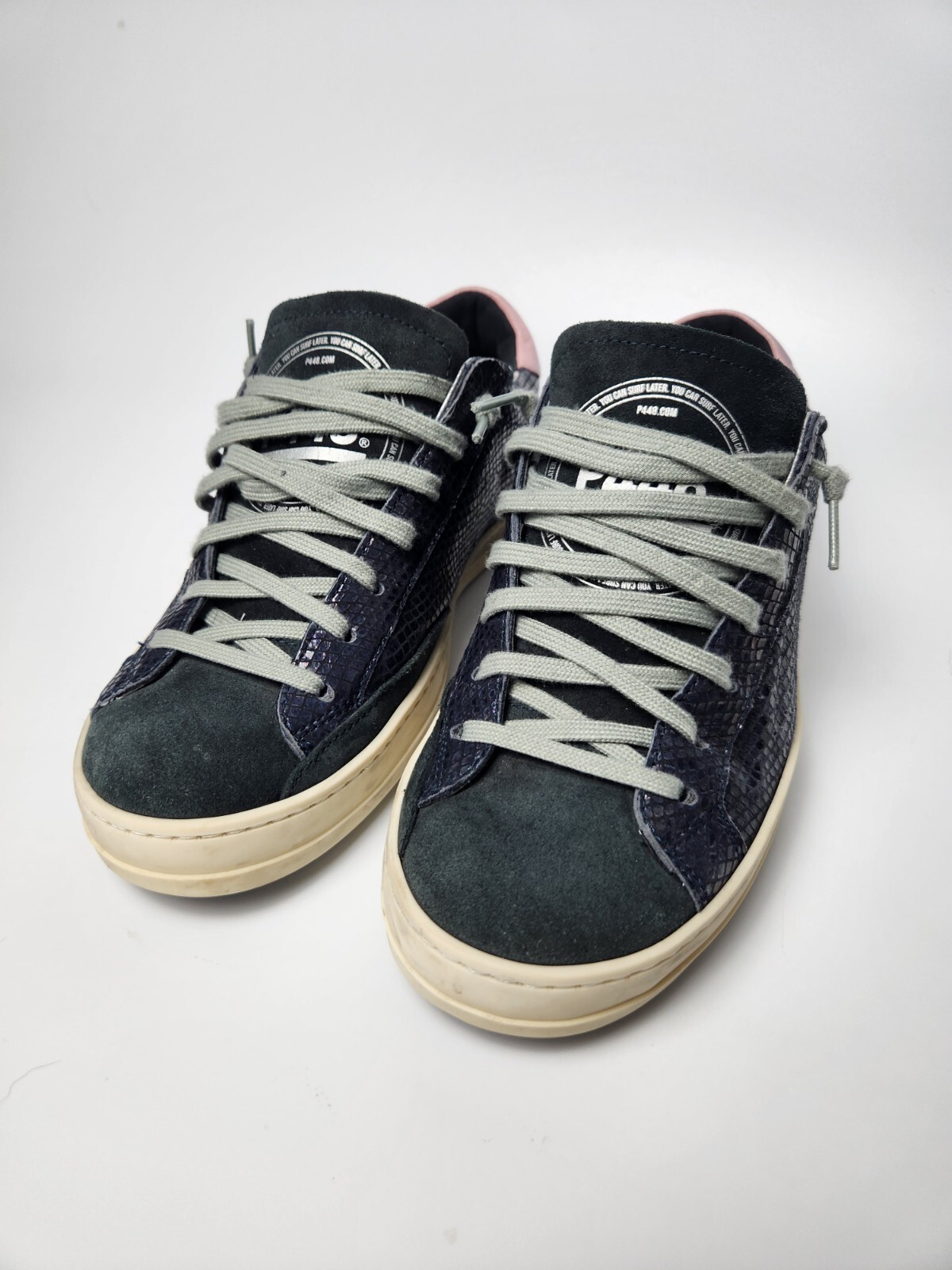 P448 Shoes Womens 7.5 John Sneakers You Can Surf Later Navy Blue Pink