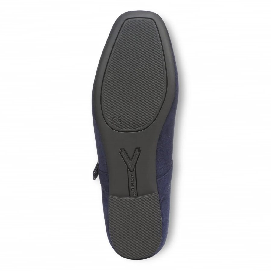 VIONIC Women Alameda Mary Jane Flat , Navy Suede (NEW)