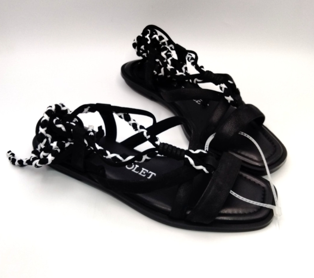 Chelsea & Violet Dahlia Black Lace Up Gladiator Sandals Women’s 7.5 Strappy