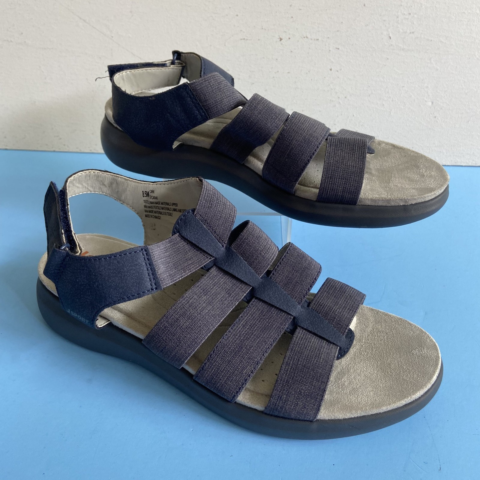 JSPORT Cara Sandals Womens Sz 8.5 Blue Comfort Strappy Lightweight Sandals