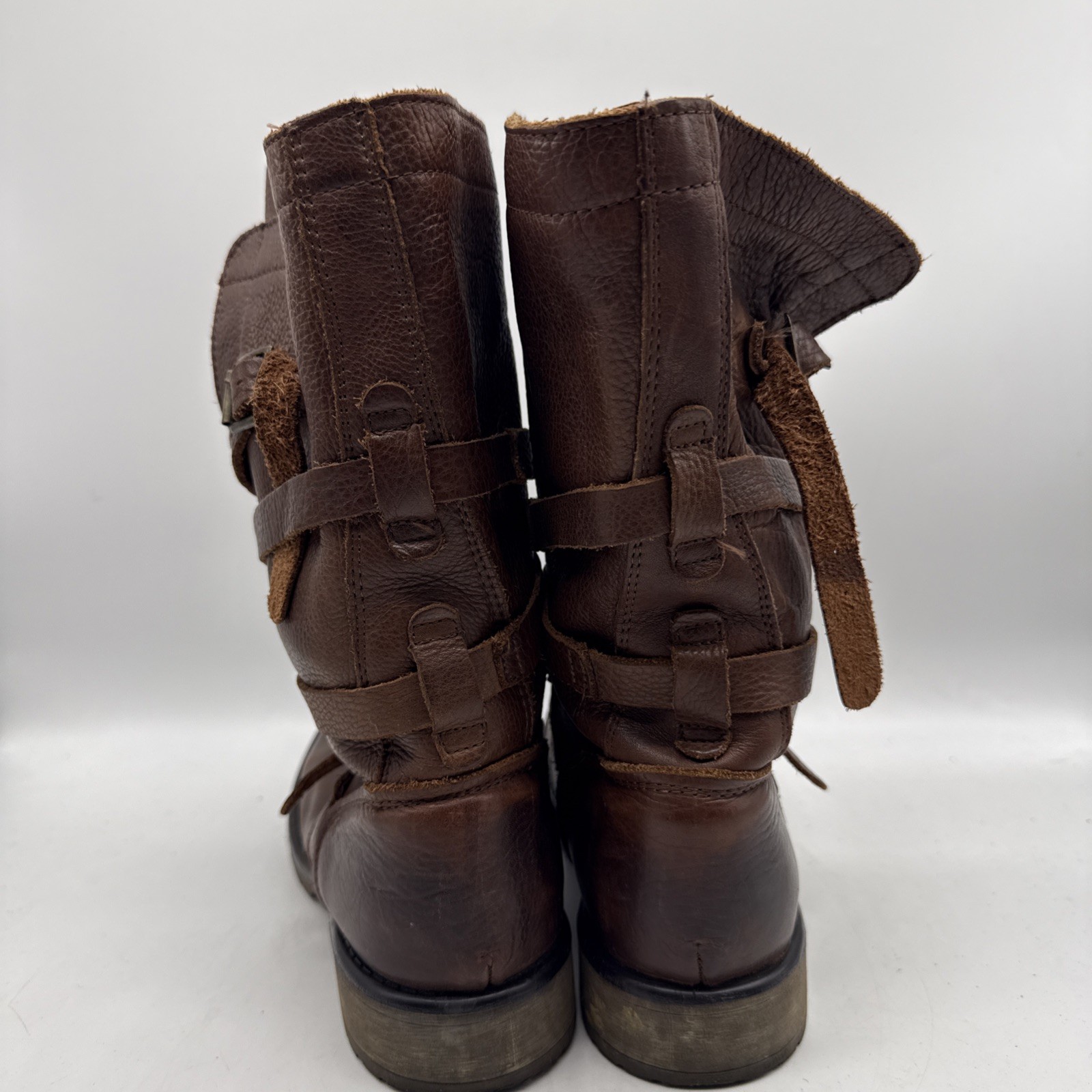 Steve Madden Combat Boots 8.5M Banddit Leather Moto Grunge Distress