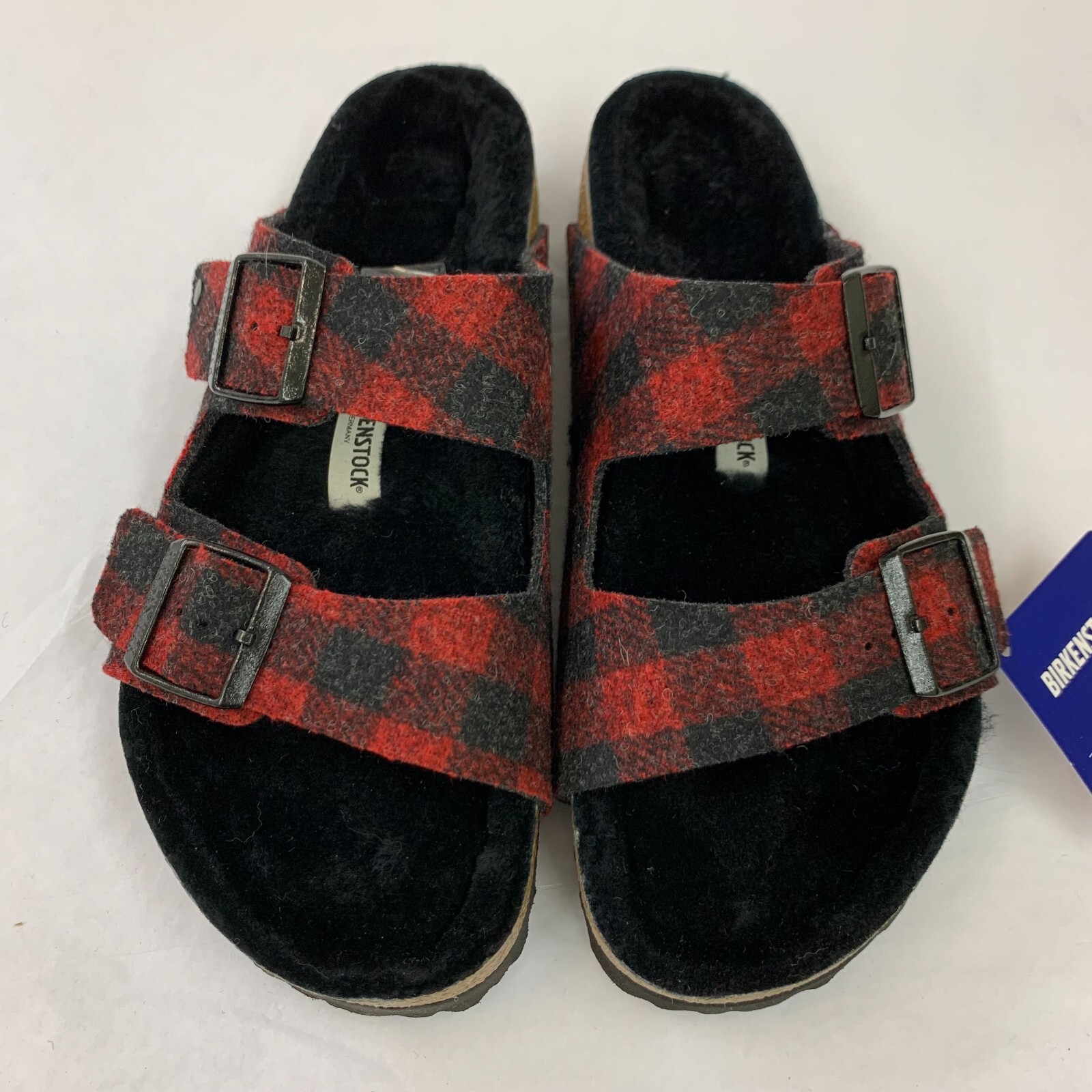 Birkenstock New w/ Box Arizona Rivet Plaid Red Shearling Wool Reg – Select Size