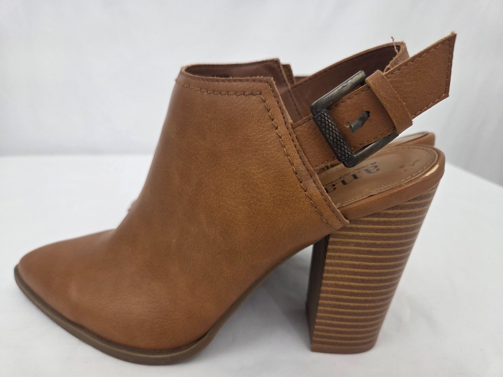 A New Day Women’s Brown Slingback Booties Pointed Toe Block Heel Size 9