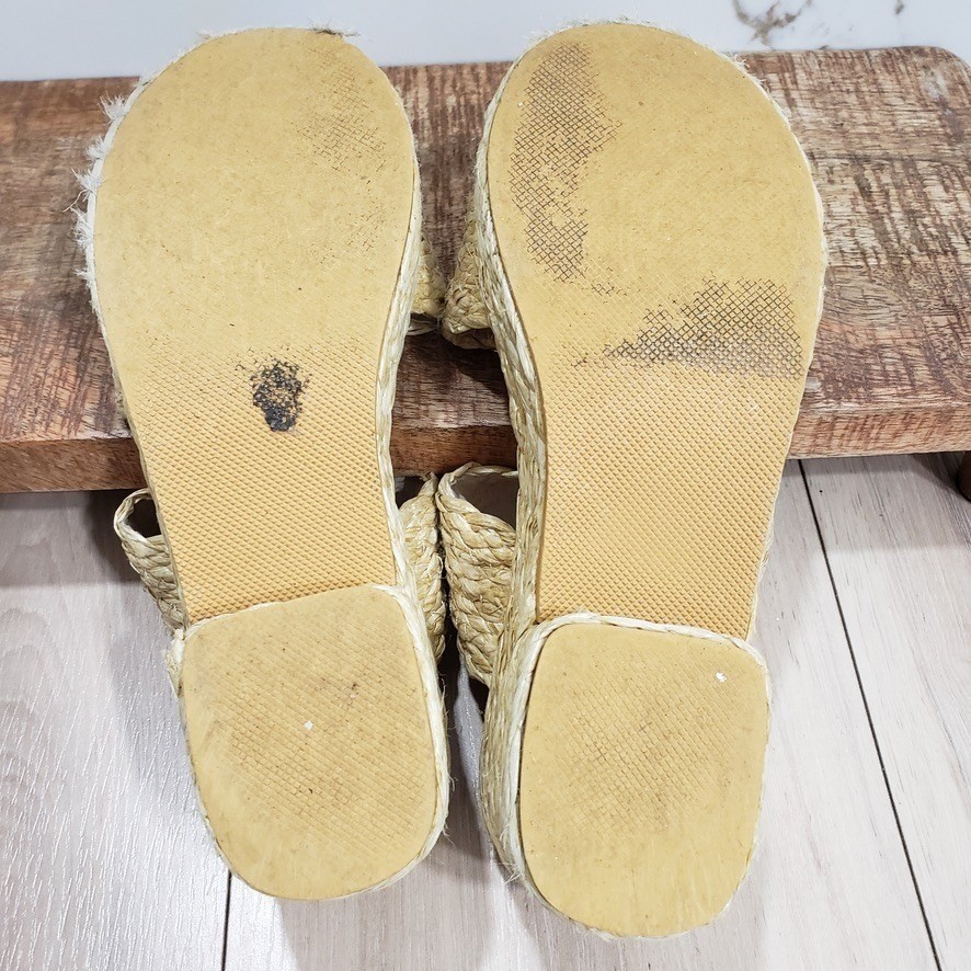 Matisse Ocean Ave Sandals Womens 7 Natural Raffia Platform Block Chunky Heels