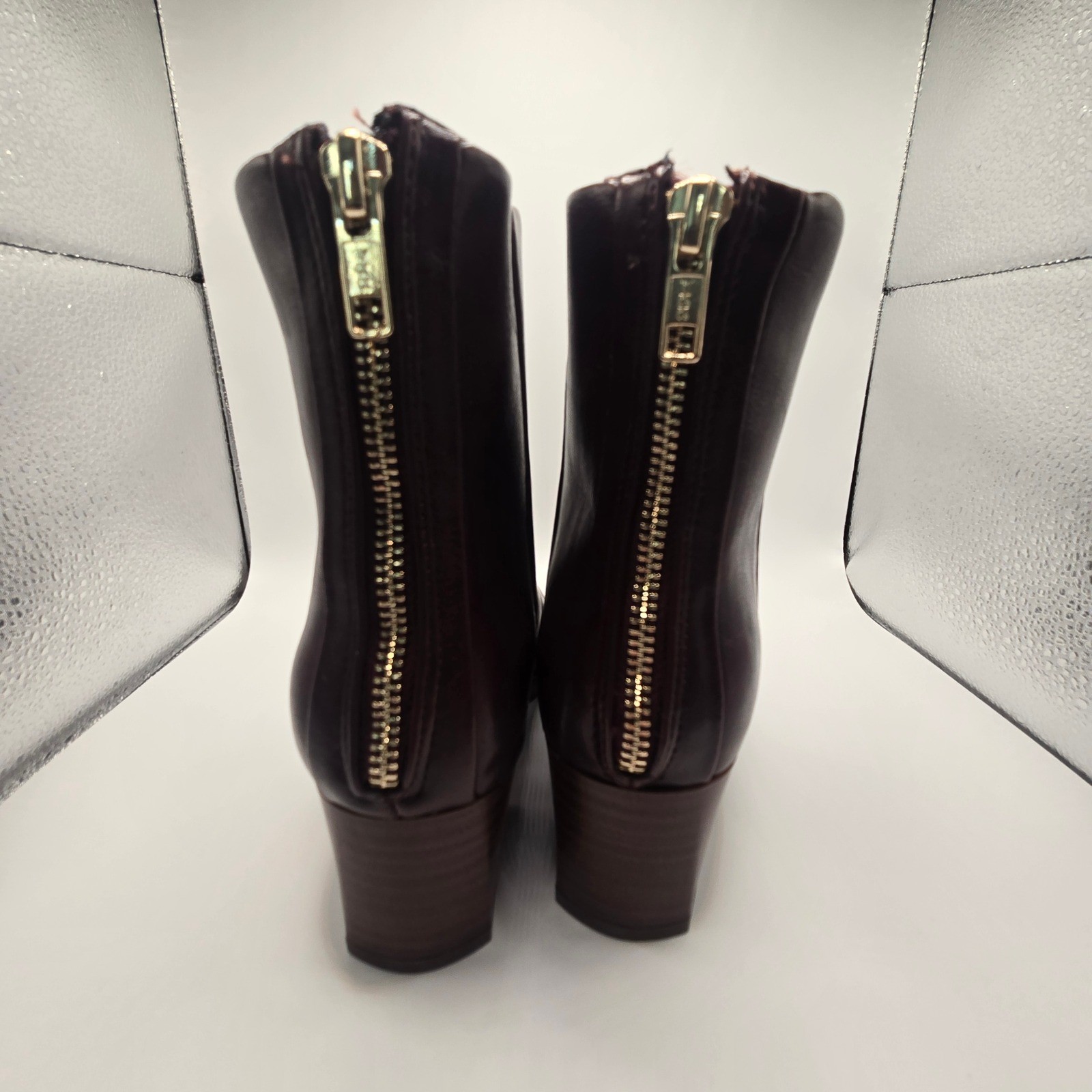 Baretraps Bessie Boots Womens 5.5M Burgundy Block Heel Back Zip (S11)