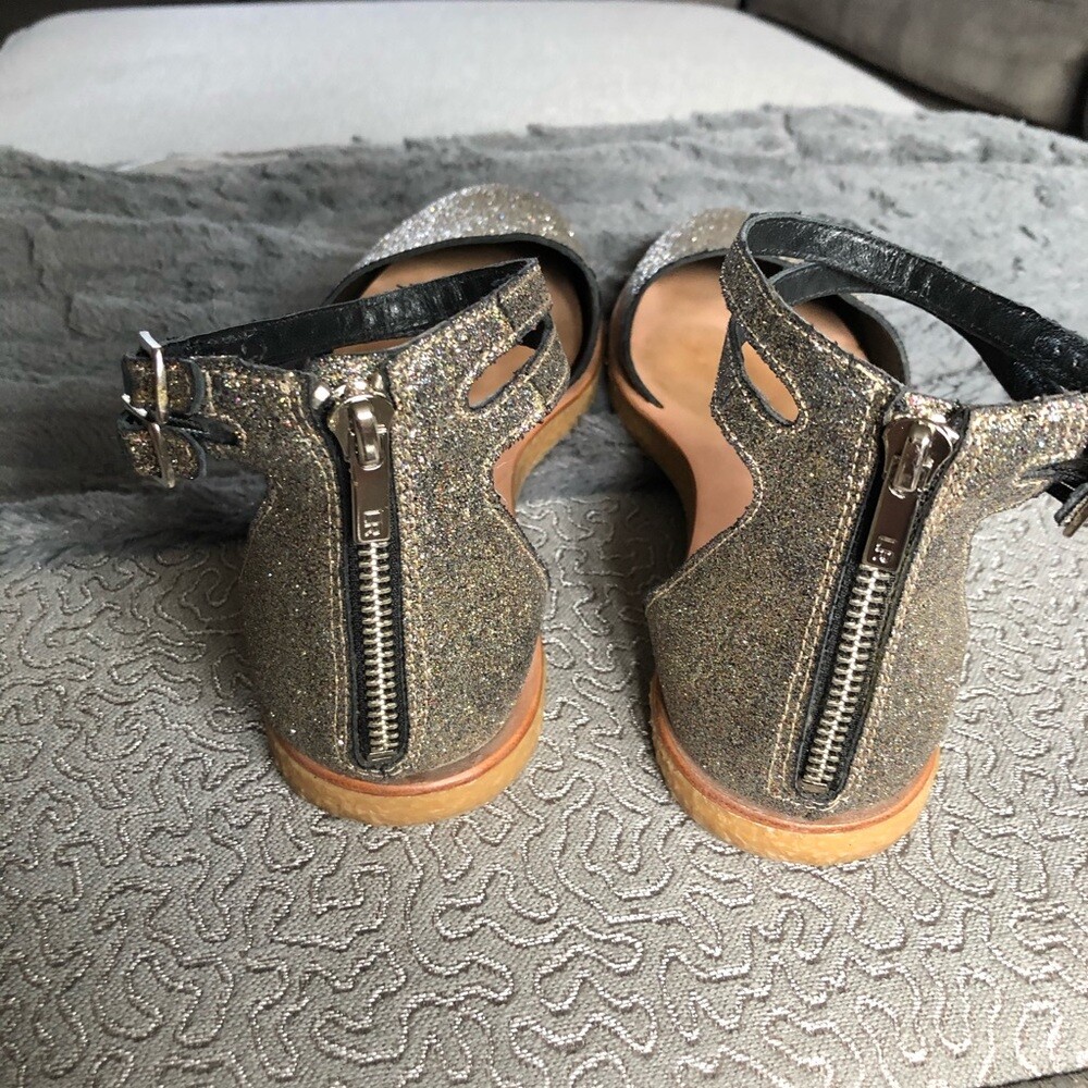 Loeffler Randall Odette Glittery Platform Sandal Double Ankle Strap Flat: 10