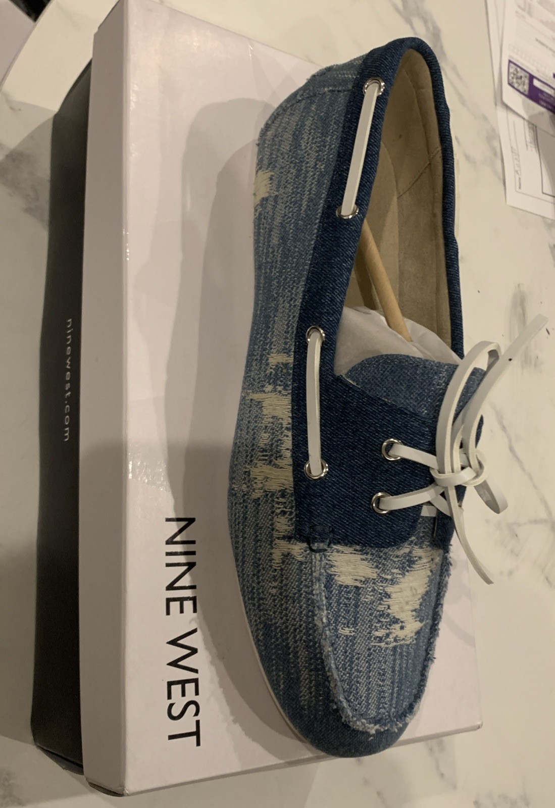 Woman’s Flats Nine West Yacht Loafer Medium Blue 420 Size 10M Free Shipping