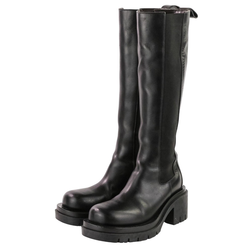 Bottega Veneta Lug Long Boots, Size 38, Black Women USED