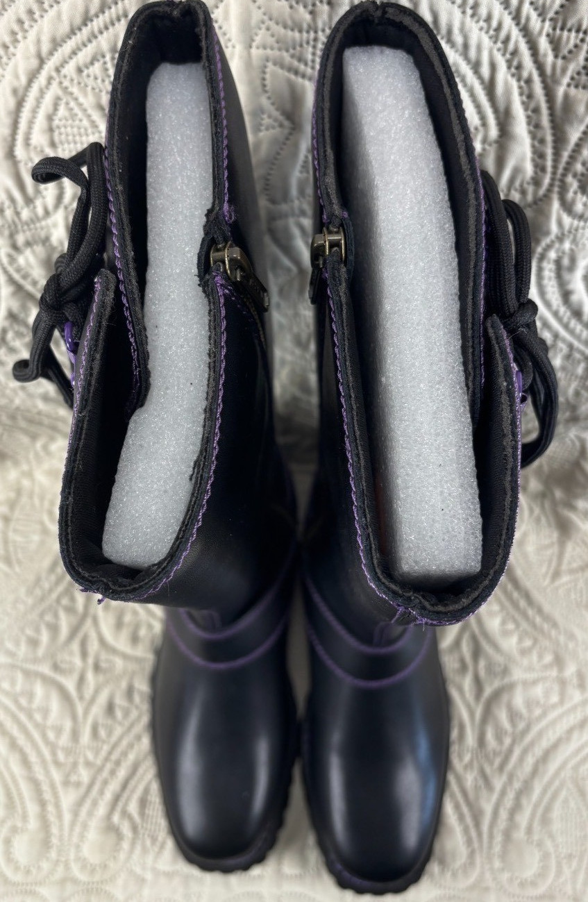 Dream Apparel Women’s Harness Motorcycle Riding Boots for Biker, Purple, Lace