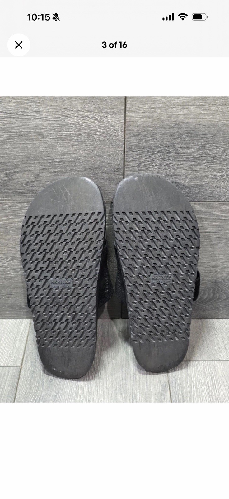 HERMES CHYPRE BLACK CALFSKIN LEATHER SANDALS SHOES FLAT SLIDES 41 Unisex B000733