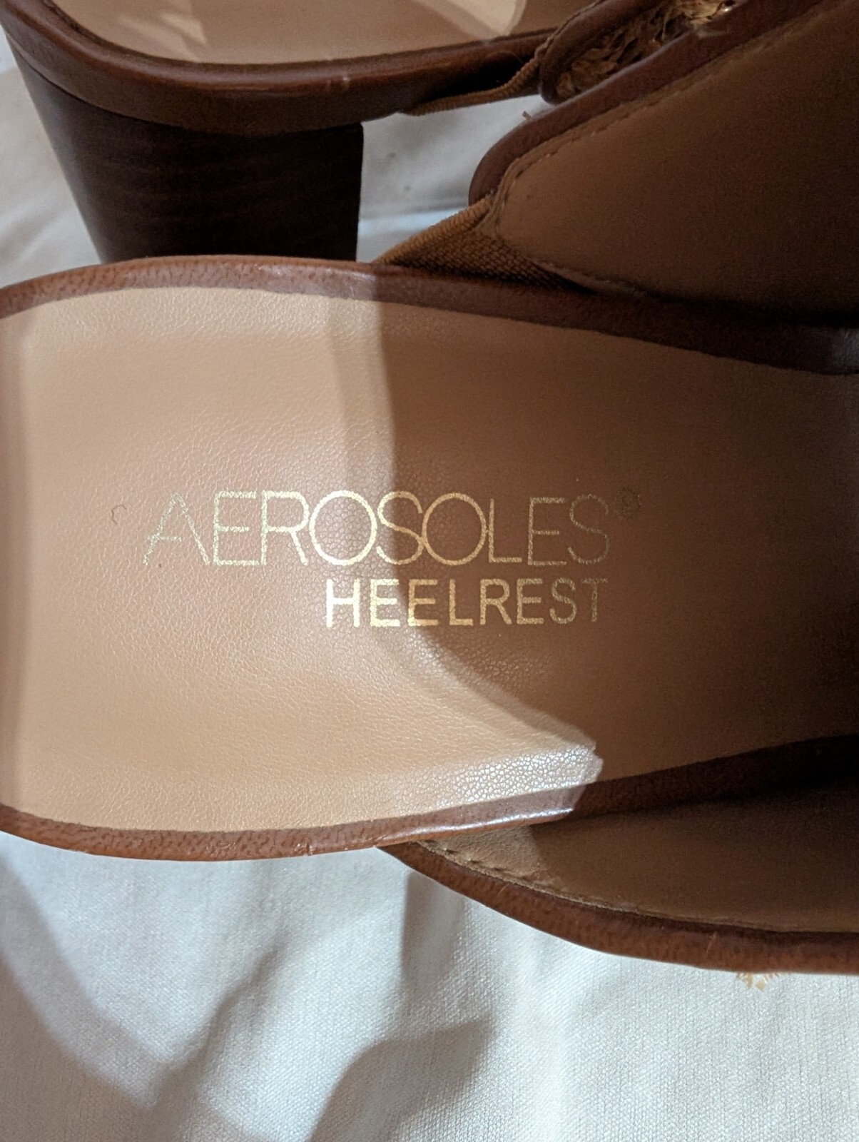 Aerosoles Birdwatcher Peep Toe Mules Women’s Size 9.5M Tan