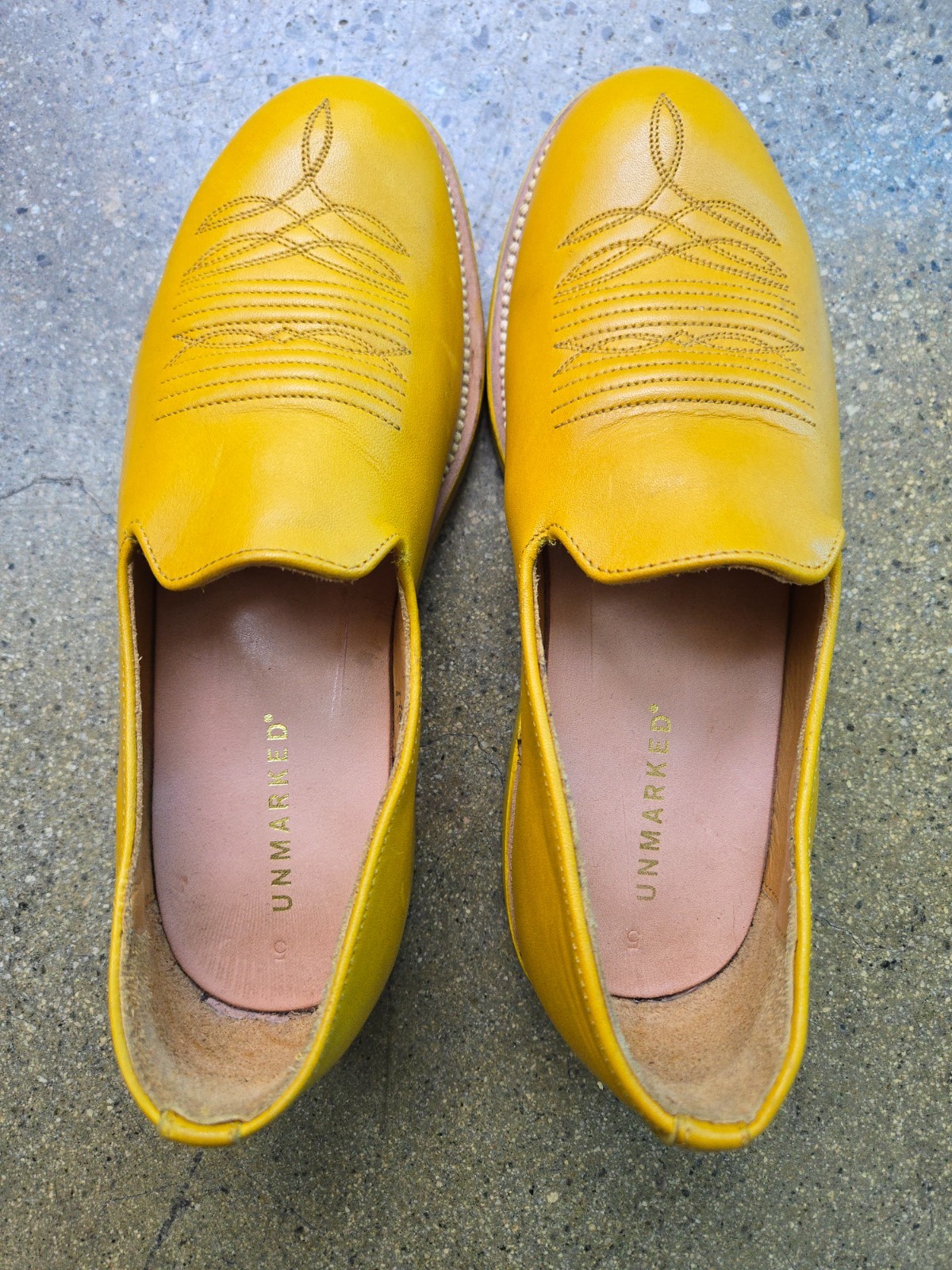 Unmarked Uma Yellow Brogue Loafers Men 5/Women 6.5 Made in Mexico Goodyear Welt