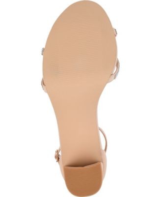 JOURNEE COLLECTION Womens Blush Beige T-Strap Denali Block Heel Sandals 8