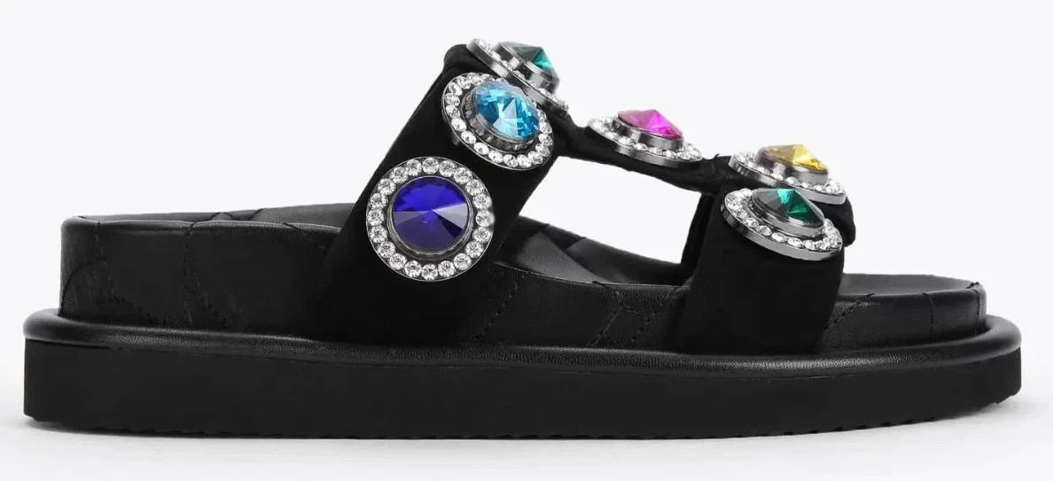 NEW $185 Kurt Geiger London Orson Crystal Sandal Slide Black EU 37 US 7