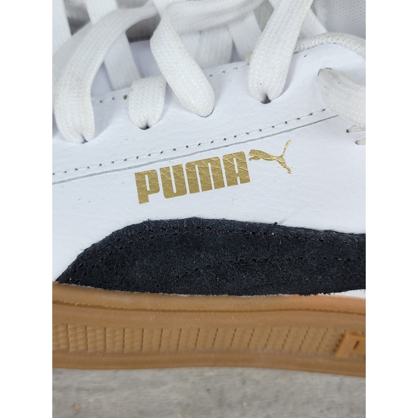 Puma Smash 3.0 Platform Womens 8.5 White Black Gold Gum Sneakers 395318-07