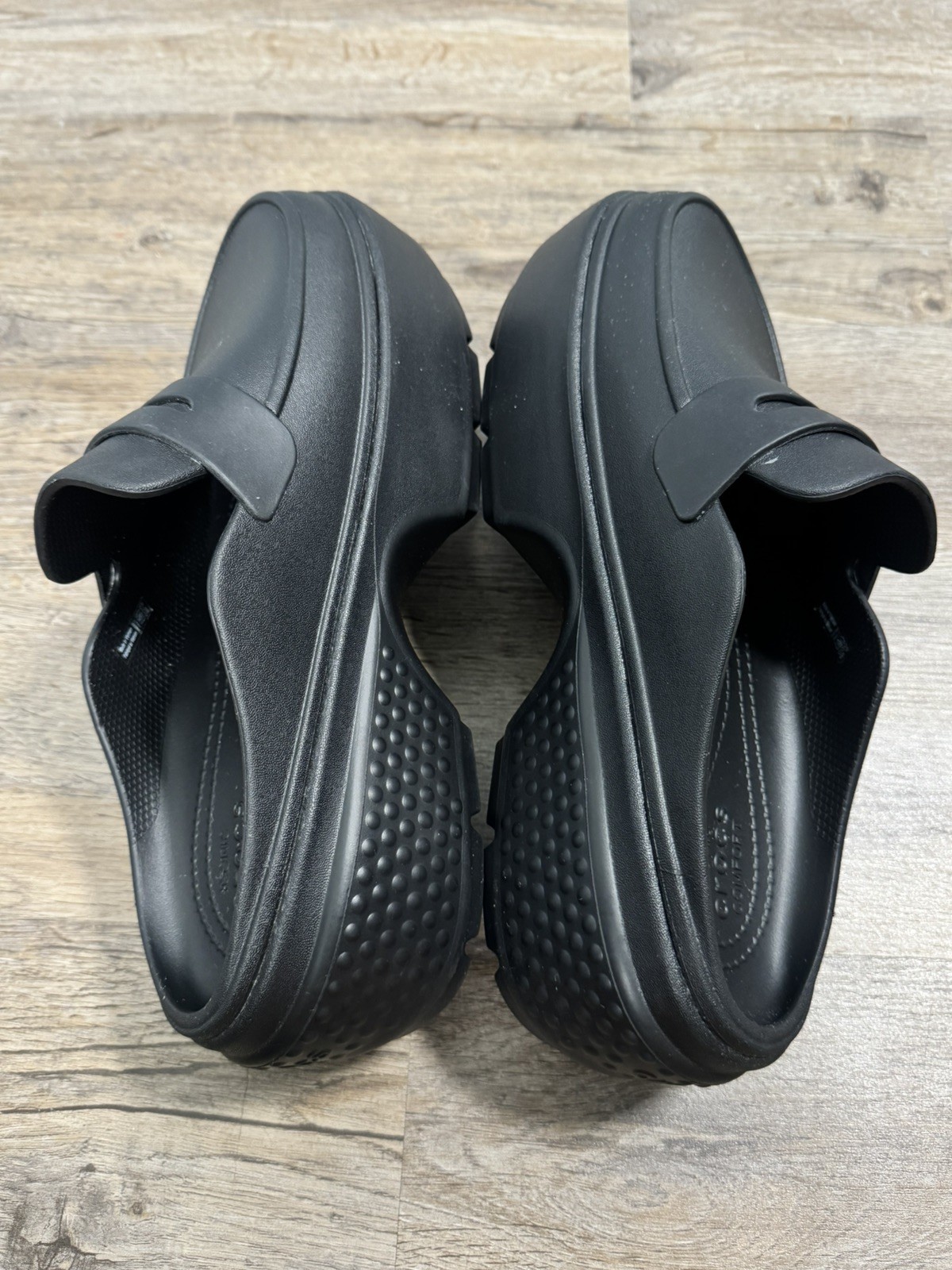 Crocs Stomp Platform Loafer Shoes W11/M9 Black Slip-On Goth Mule Classic Witchy