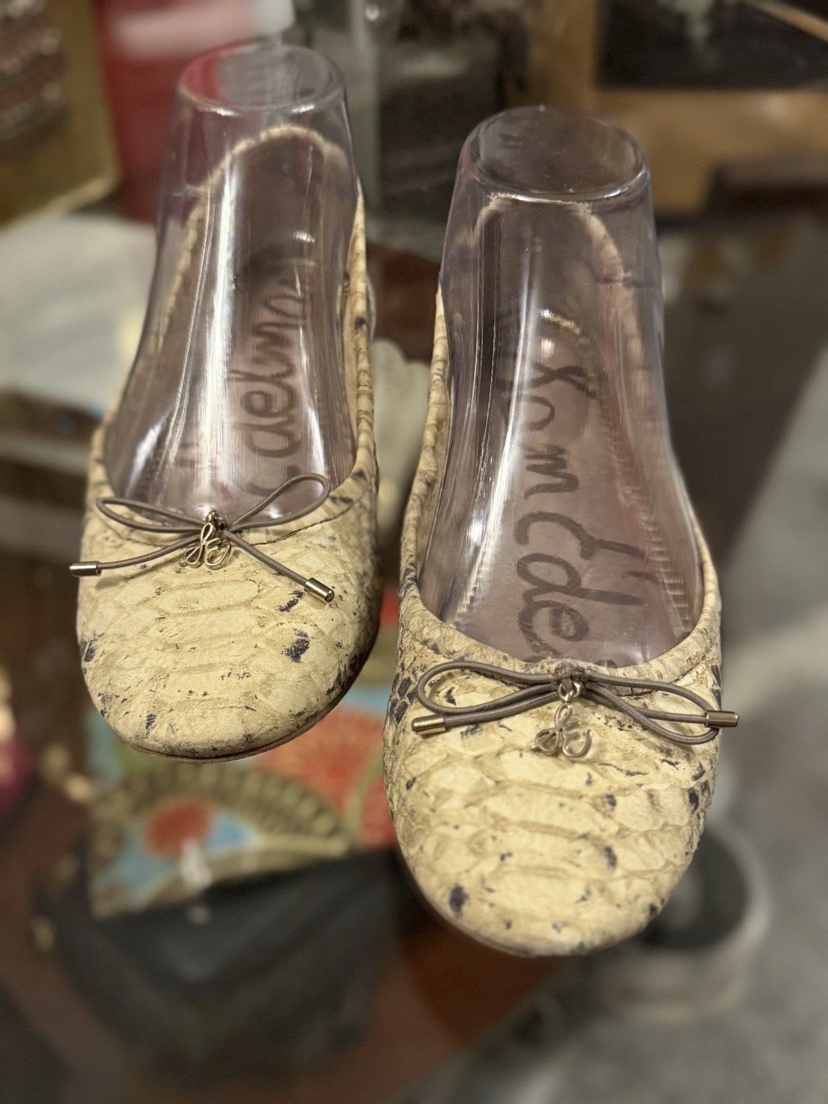 Sam Edelman Felicia Embossed Python Print Ballet Flats women’s SZ 7M Cream