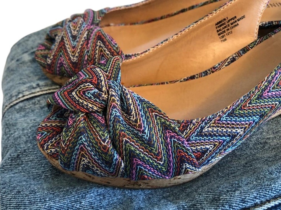 NEW Nine West ABBE Boho Cork Wedge Sandal Sz 7.5M NWOT Woven Hippie