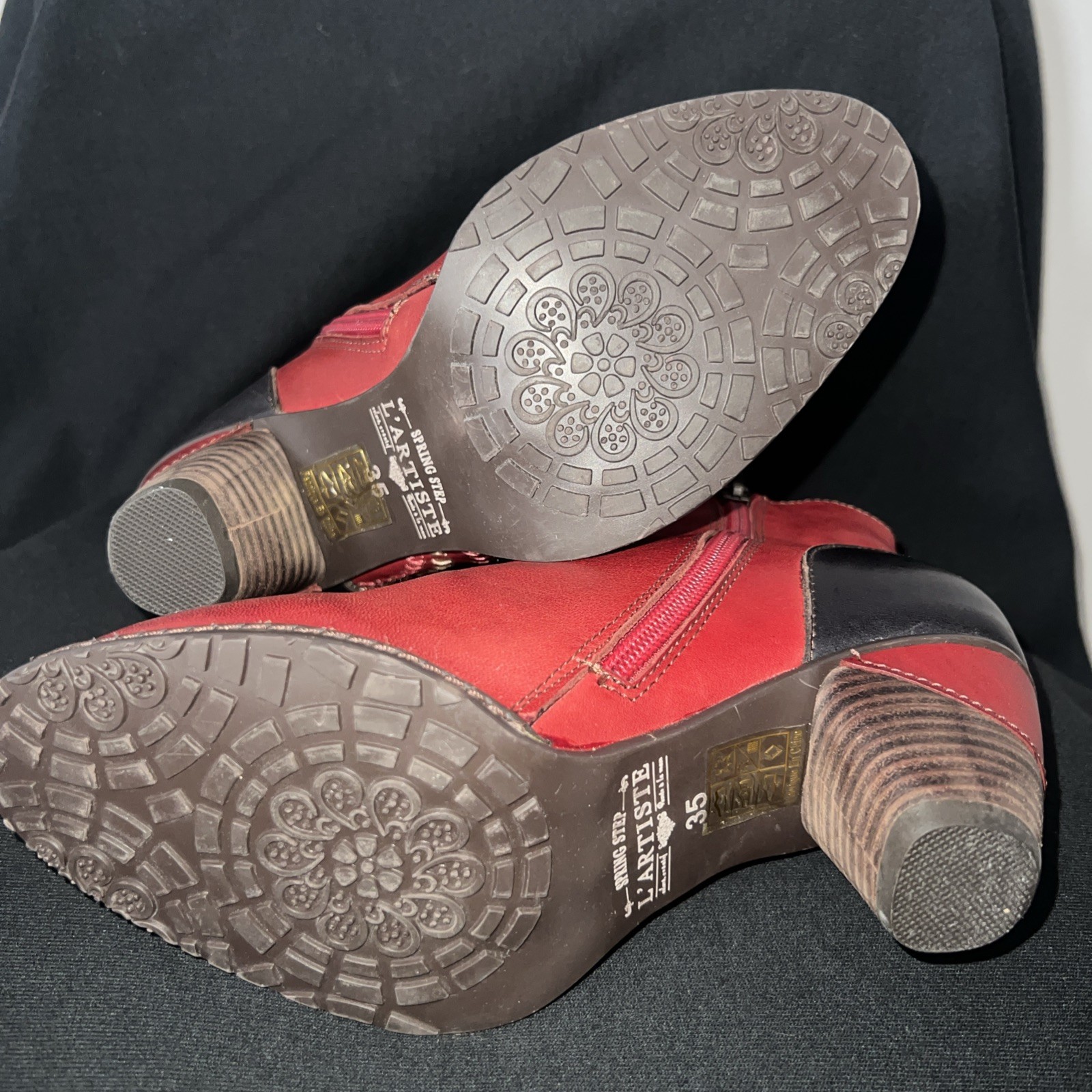 Spring Step L’artiste Rhapsody Red Multicolor Ankle Boots Sz 35 Artsy 4.5/5 US