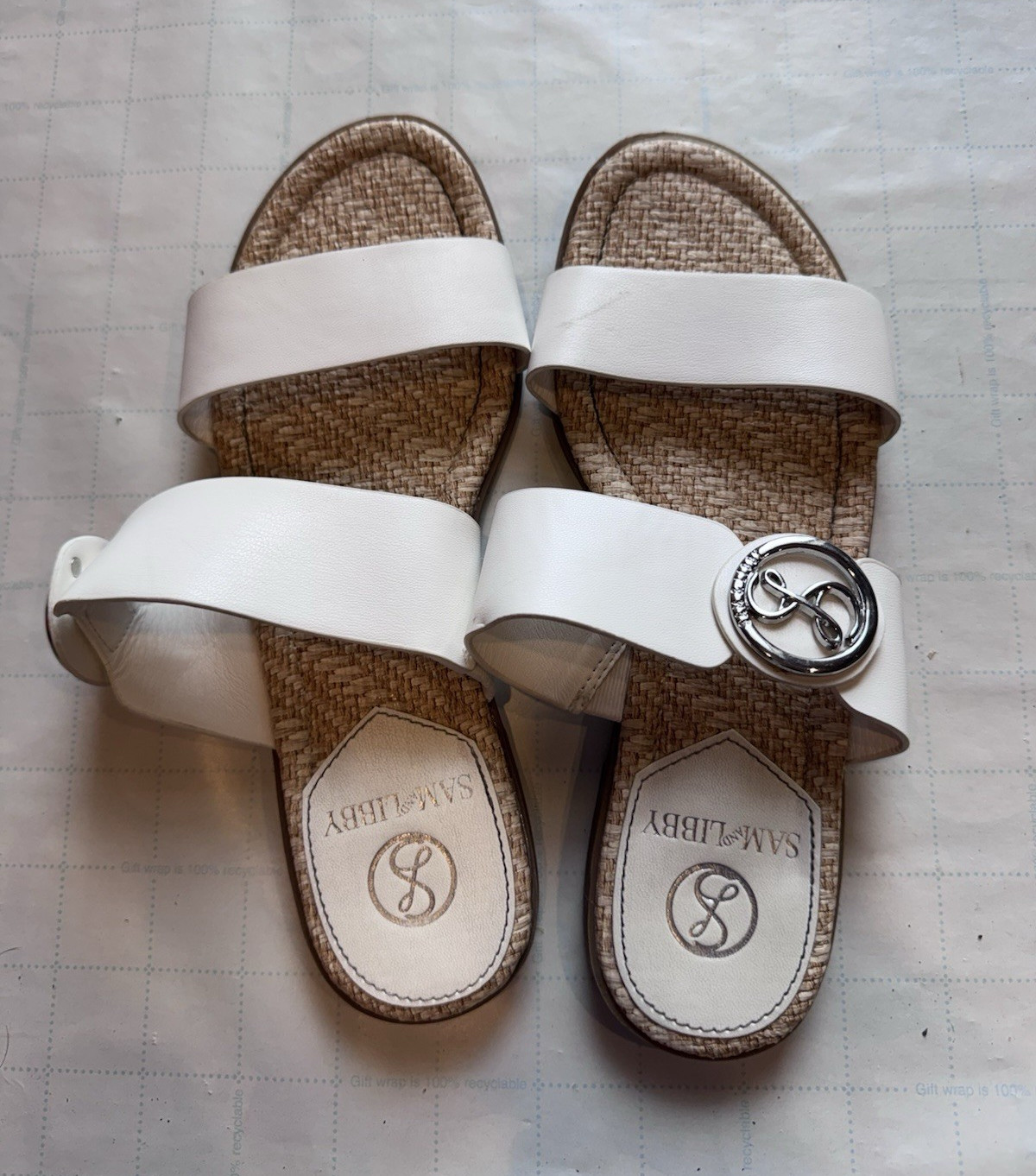 Women’s Sam & Libby Sandals Flats – White – Size 6
