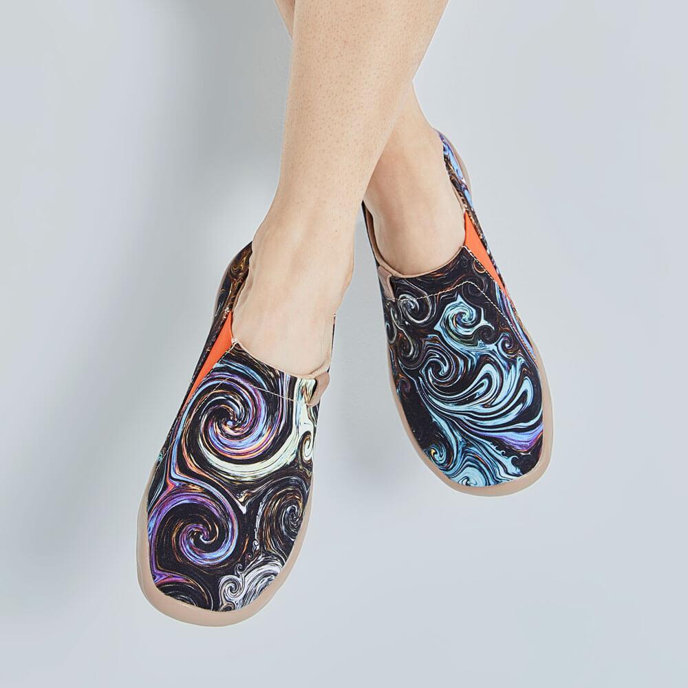 Women Size 5-10.5 UIN Slip On Shoes Canvas Comfortable Loafers «Starry Night #1»