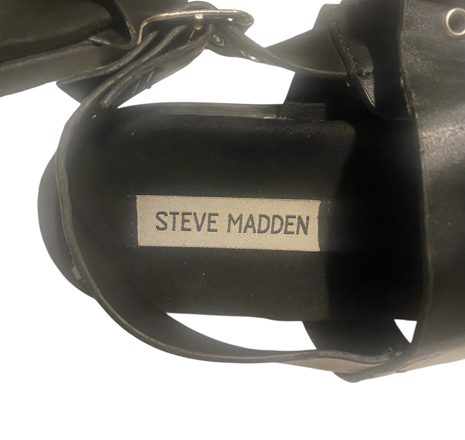 Steve Madden Strappy Buckle Sandals Womens 9 Black Classic Goth Comfort Punk Y2K