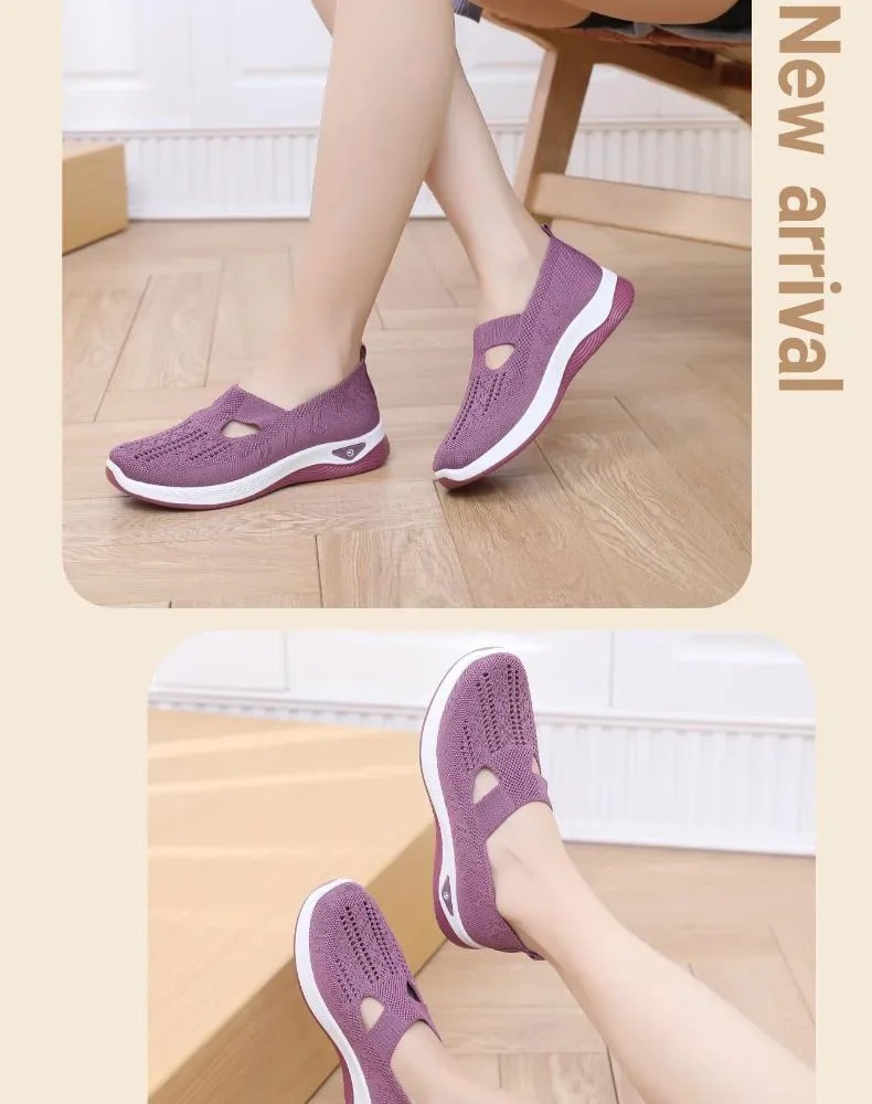 Women Mesh Flats Shoes Breathable Slip On Walking Sneakers Soft Non Slip Casual✨