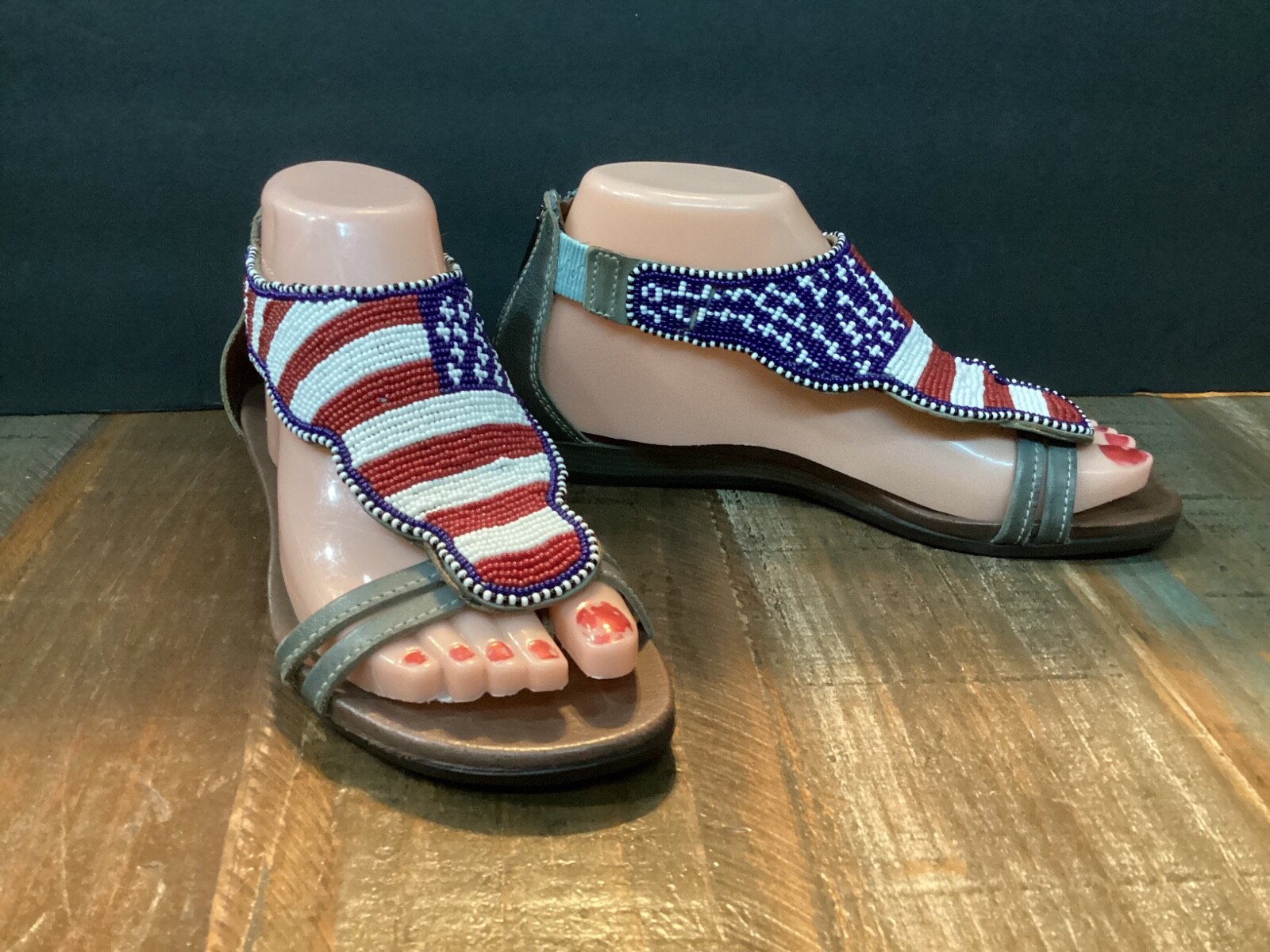 Pikolinos Maasai Beaded Gladiator Sandals flats Women’s Sz 36/6 USA Flag
