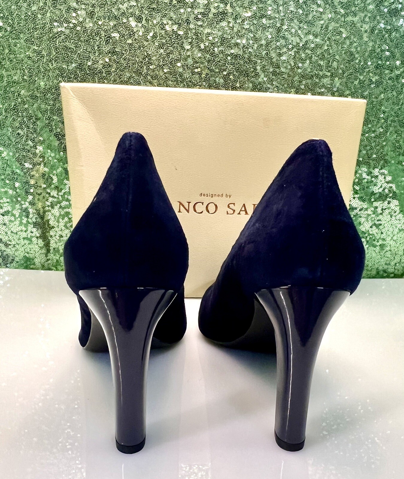 Elegant Twilight Dark Blue Suede «Franco Sarto» High Heel/Pumps Size 9.5M NIB