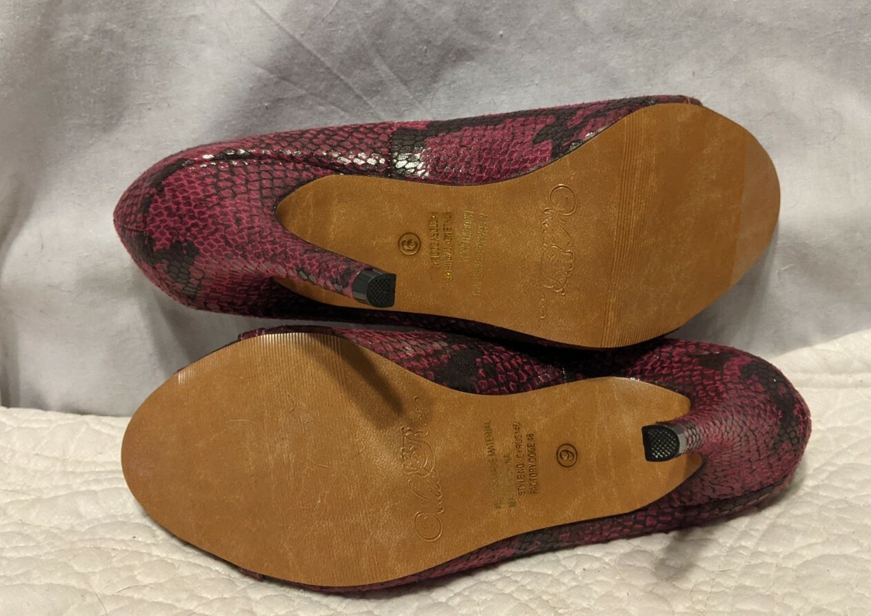 WILD ROSE Women’s 4” High Heel Pumps Sexy Snakeskin Pink Fuschia Shoes Size 9