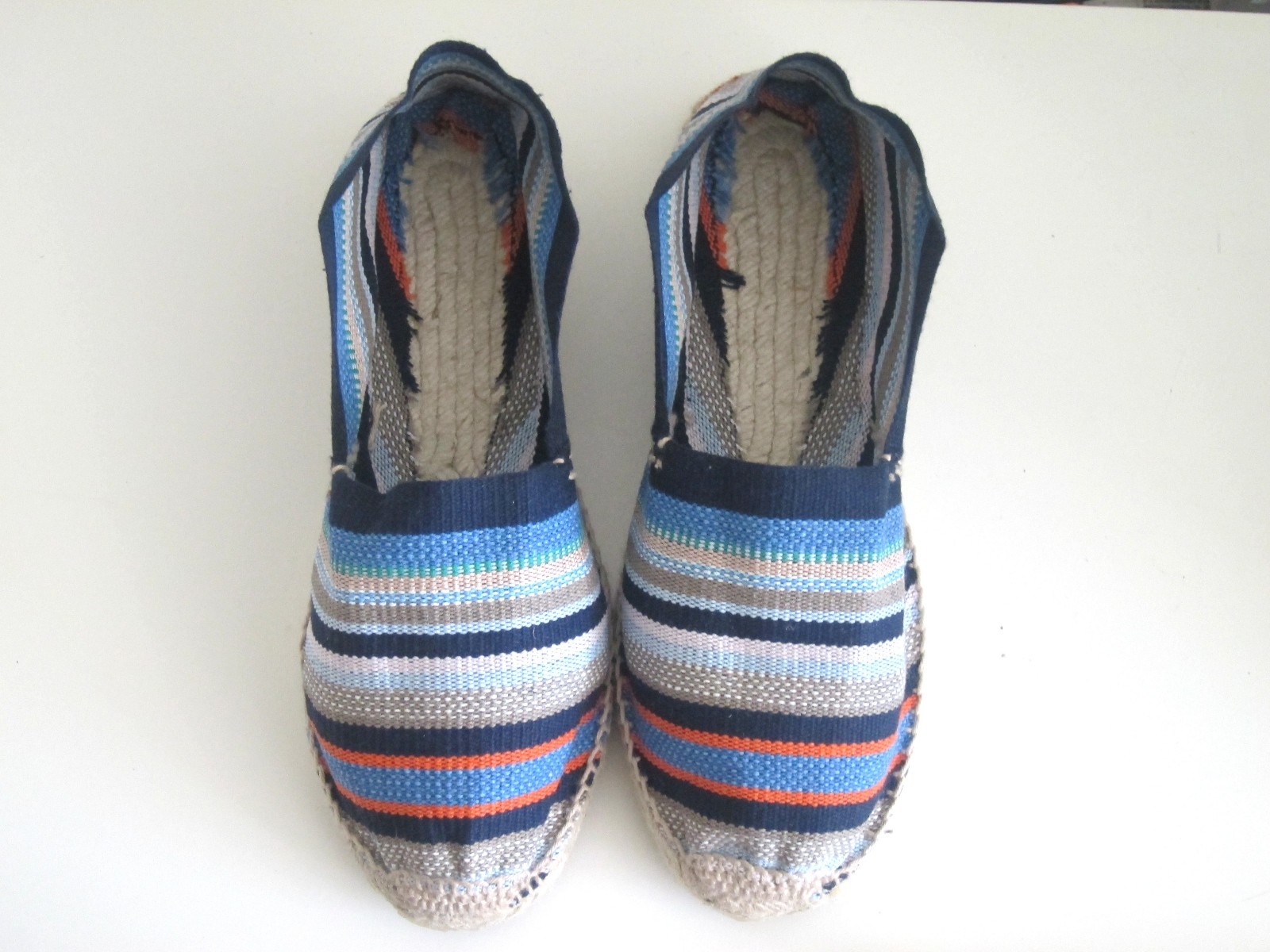NWT Handmade in Spain Color Stripe Espadrilles Jute Shoes Flats EU 38 US 7 7 1/2