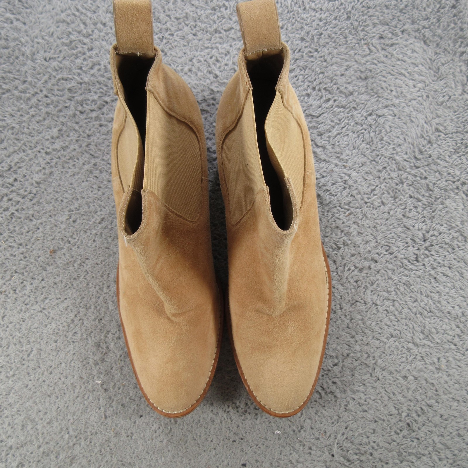 Jenni Kayne Boots Womens Size 10 Beige Suede Chelsea Ankle Block Heel Italy