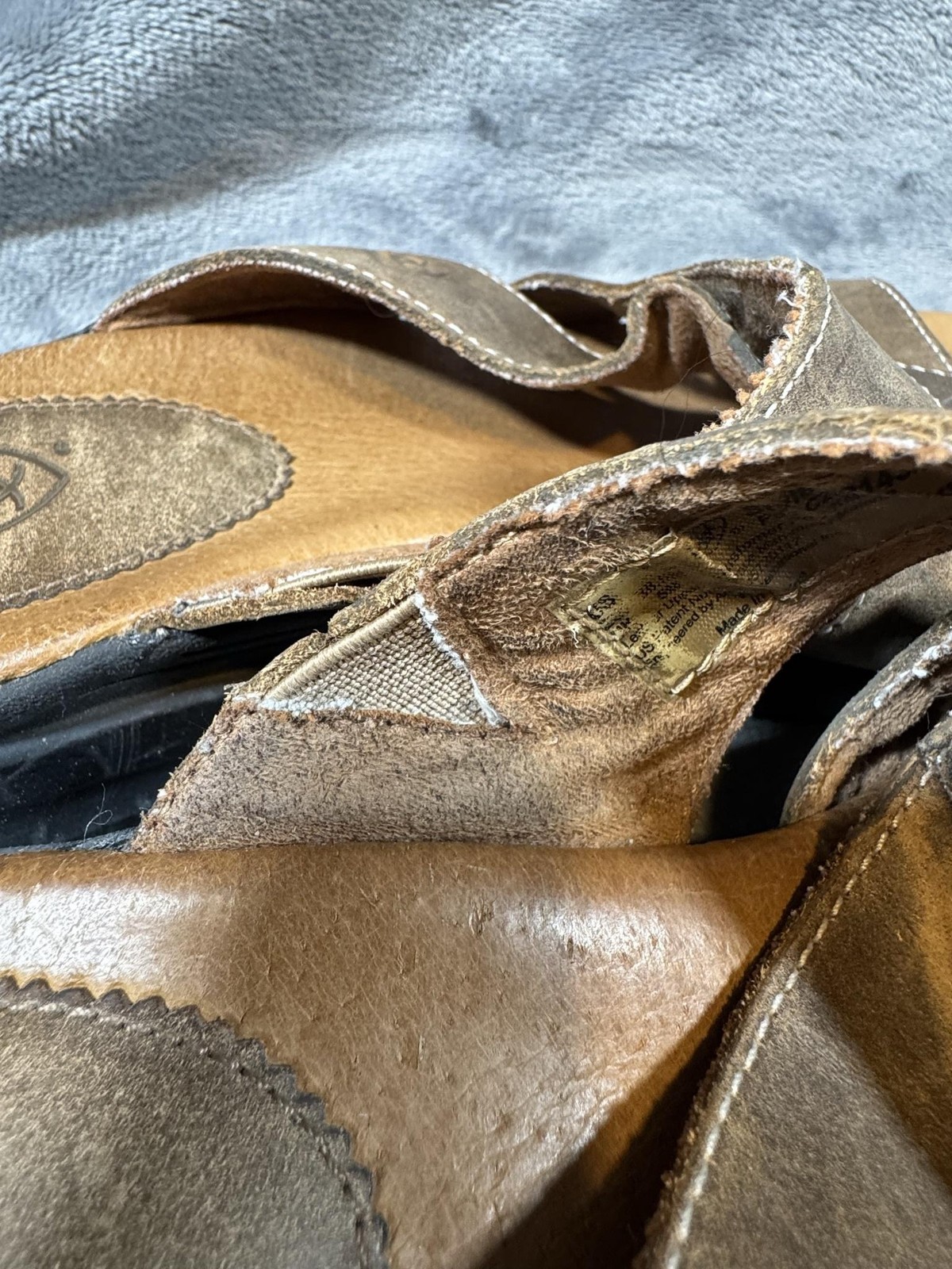 Ariat Shoes Womens Size 7.5 Brown Leather Slide Sandals Comfort Wedge ATS 21432