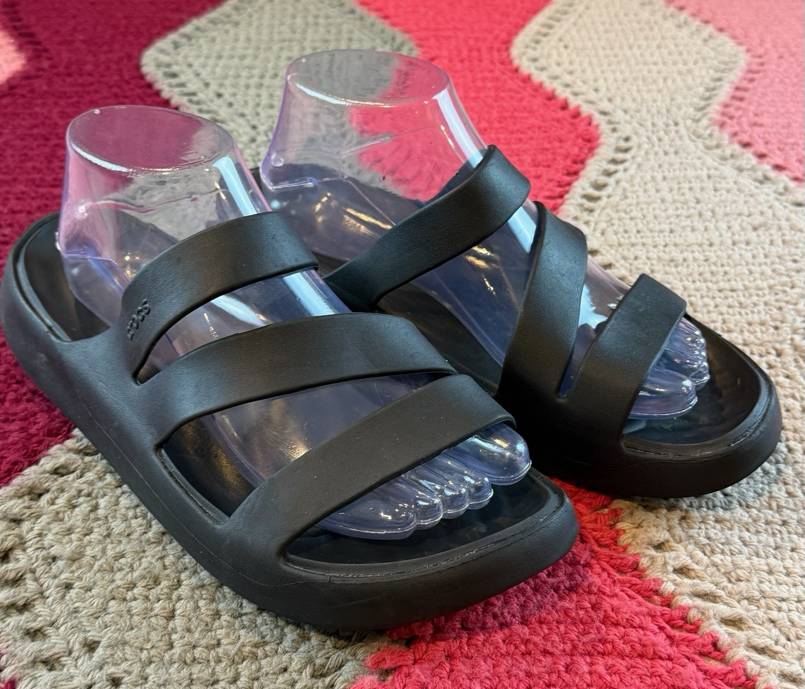 Crocs Getaway Strappy Sandals/Slides Black Women’s Size 11 Slip On, Summer Comfy