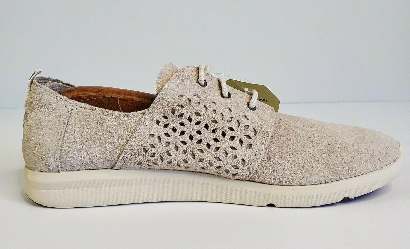 TOMS Size 11 Womens Del Rey Suede Mosaic Perforation Lace Up Sneakers Shoes NEW