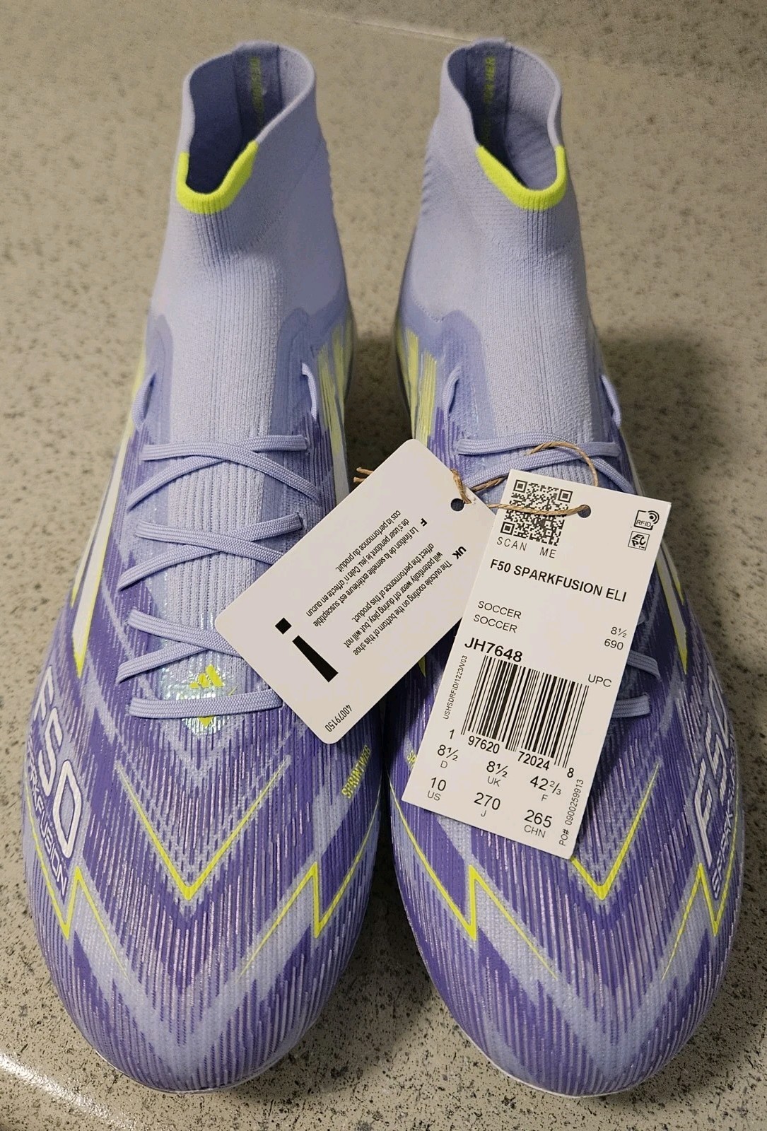 $260 Adidas F50 Sparkfusion Elite Mid FG Soccer Cleats Violet Womens 10 / Mens 9