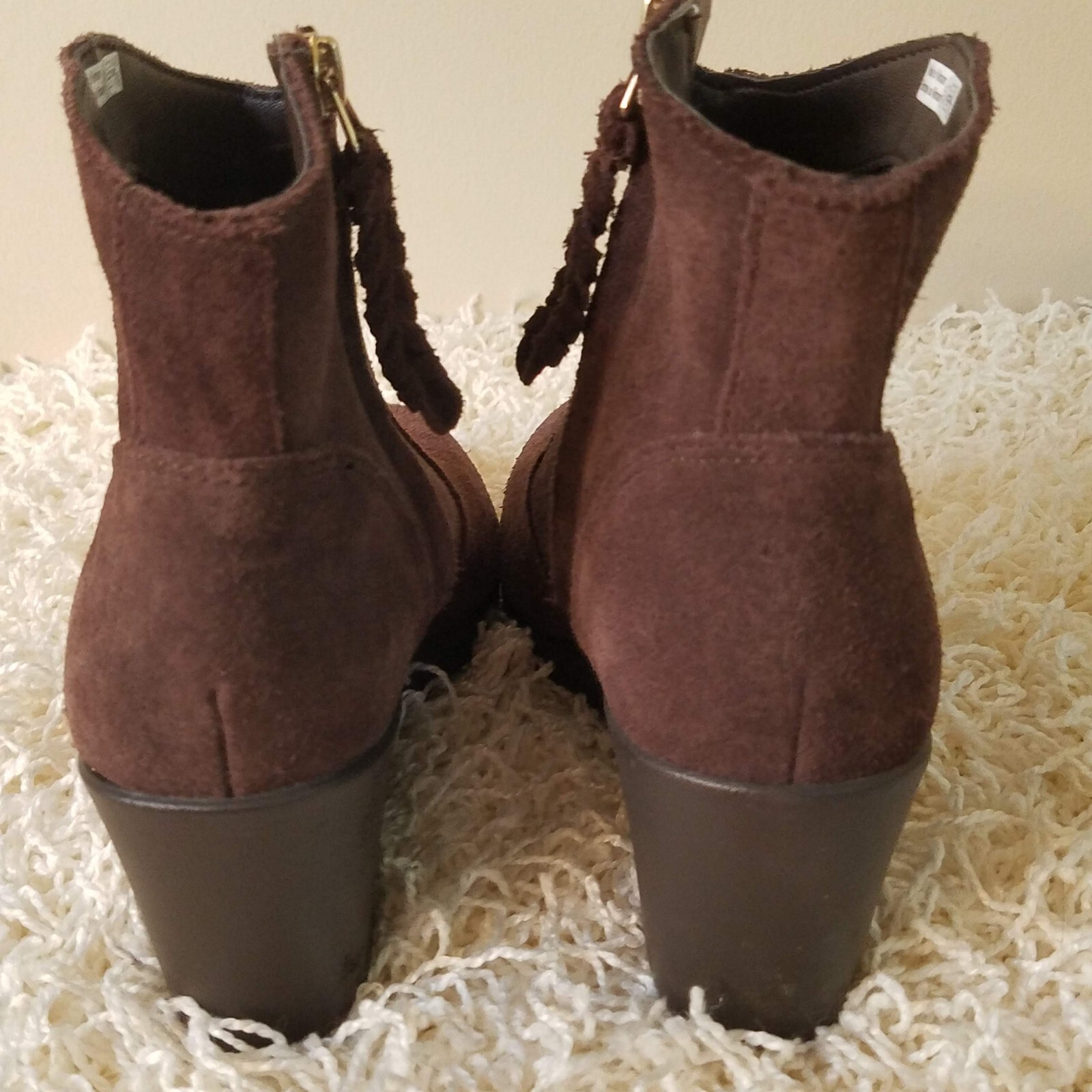 Crocs Womens Ankle Bootie Size 7.5 Brown Suede Side Zip Dual Comfort 2.5″ Wedge