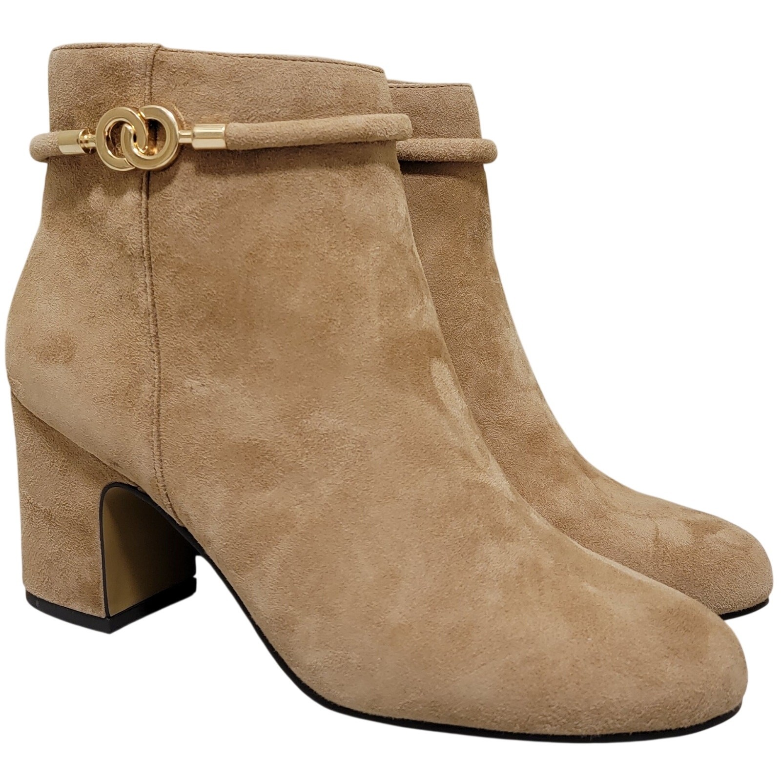 Bella Vita Women Diaz Block Heel Ankle Booties Size US 8M Saddle Brown Suede