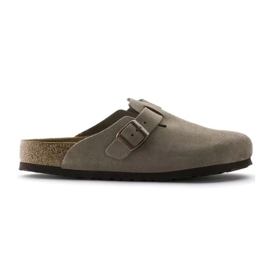 Birkenstock Boston Taupe Suede Leather Soft Footbed Unisex Clog Shoes EU38-43