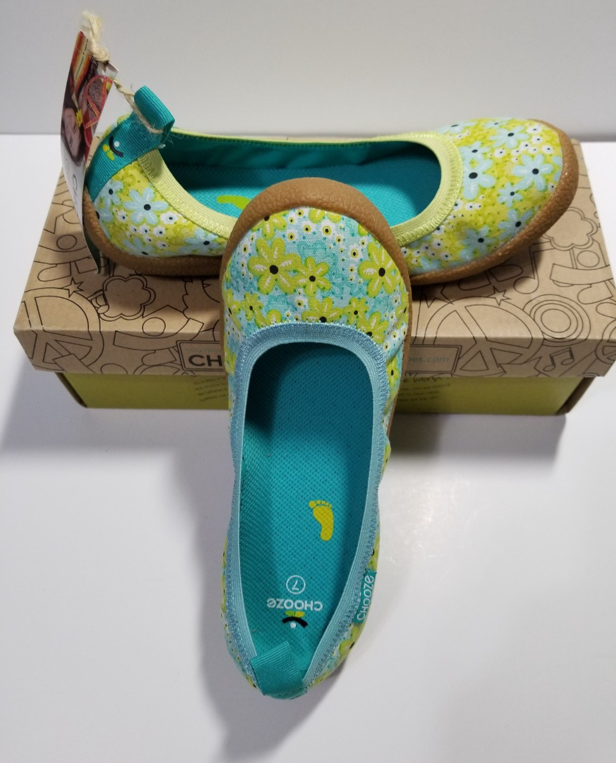 Chooze Women’s Floral Slip-On Ballet Flats Harmony Blue Yellow Size 7